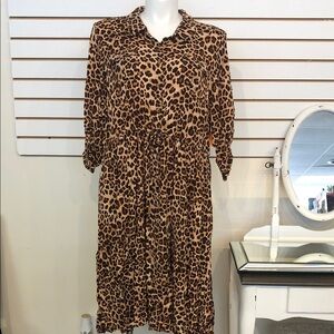 Torrid Brown Leopard Print Long Sleeve Dress